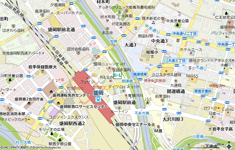 盛岡駅前コンタクト付近の地図